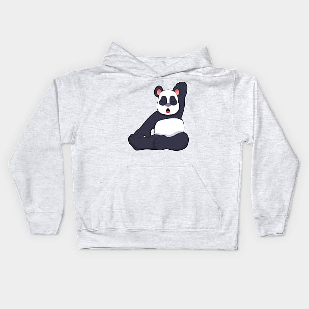 Panda at Yoga Stretching exercises Kids Hoodie by Markus Schnabel